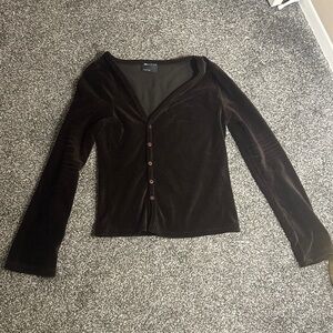 ASOS Chocolate Brown Velvet Button-Down Shirt